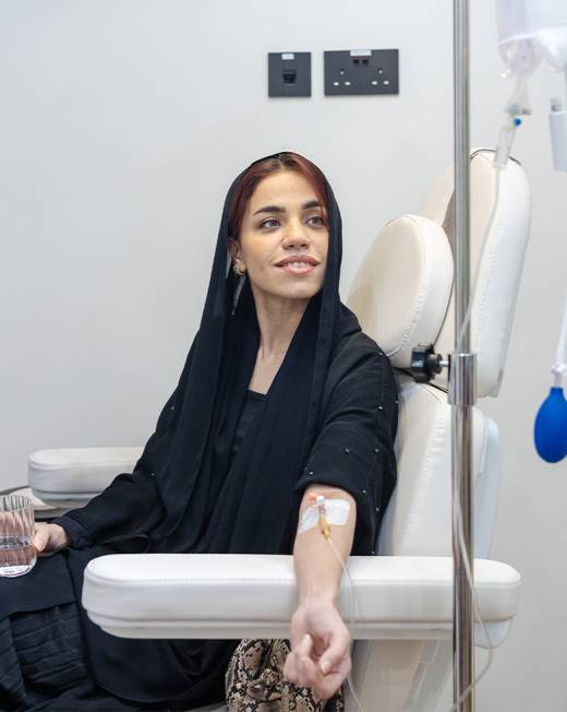 Woman receiving medical care